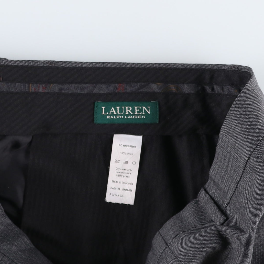 Ralph Lauren LAUREN wool trousers/slacks for men, size W35 (approx.) wool gray type Vintage Second Hand
