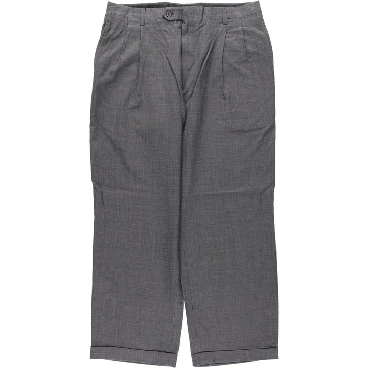 ~90'S Joss A. Bank Check Pattern Houndstooth Pattern Two-Pleat Wool Trousers Slacks Men's W35 equivalent Vintage wool gray type Vintage Second Hand
