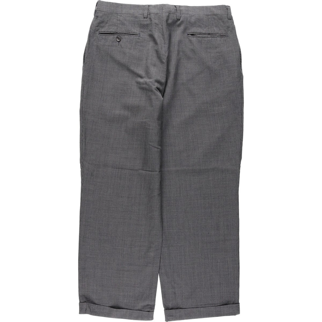 ~90'S Joss A. Bank Check Pattern Houndstooth Pattern Two-Pleat Wool Trousers Slacks Men's W35 equivalent Vintage wool gray type Vintage Second Hand