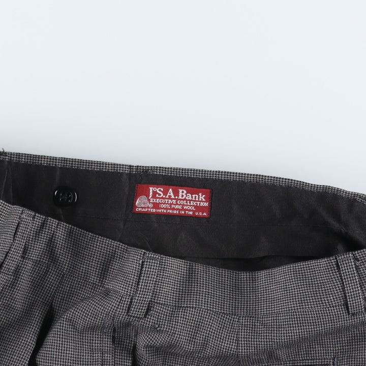 ~90'S Joss A. Bank Check Pattern Houndstooth Pattern Two-Pleat Wool Trousers Slacks Men's W35 equivalent Vintage wool gray type Vintage Second Hand