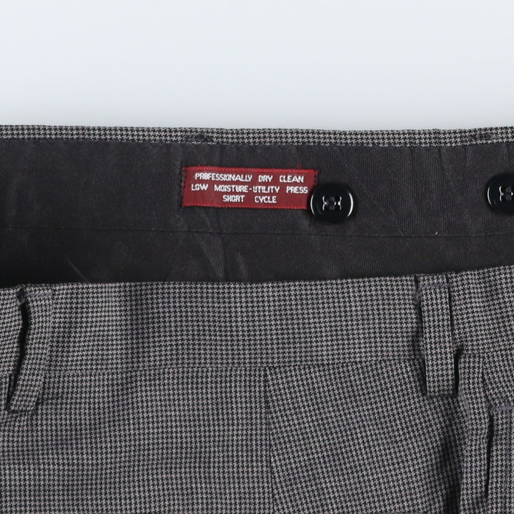 ~90'S Joss A. Bank Check Pattern Houndstooth Pattern Two-Pleat Wool Trousers Slacks Men's W35 equivalent Vintage wool gray type Vintage Second Hand