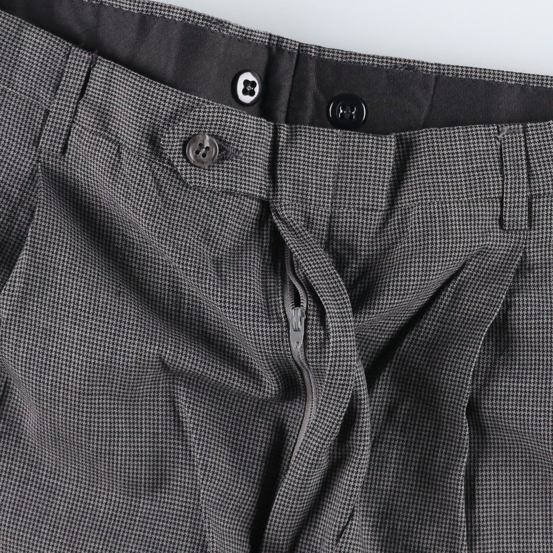 ~90'S Joss A. Bank Check Pattern Houndstooth Pattern Two-Pleat Wool Trousers Slacks Men's W35 equivalent Vintage wool gray type Vintage Second Hand