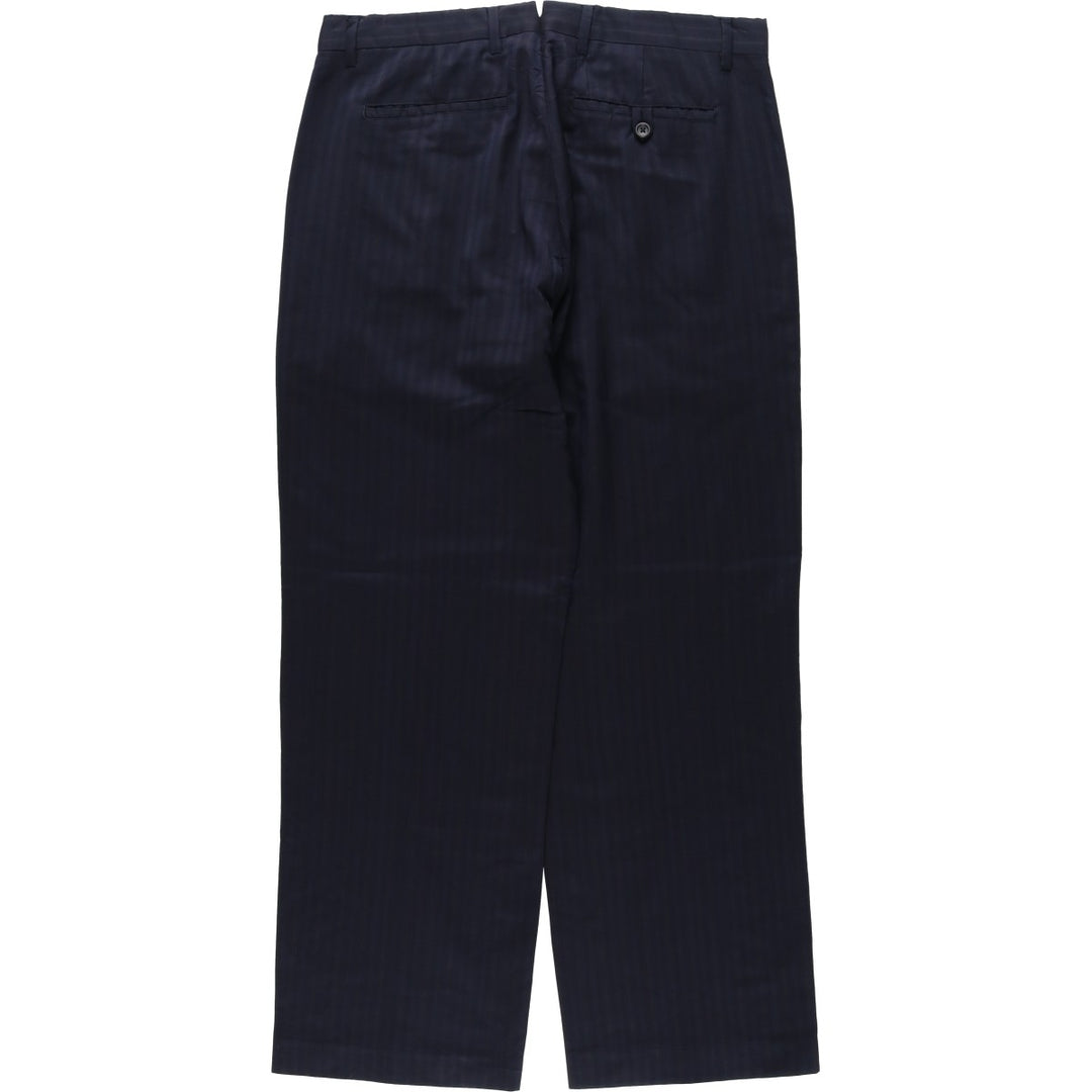 2000'S Banana Republic striped wool trousers/slacks, made in Italy, men's size W34 (approx.) wool navy blue type Vintage Second Hand