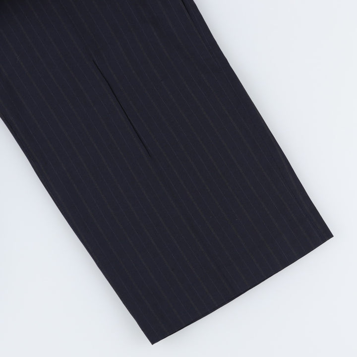 2000'S Banana Republic striped wool trousers/slacks, made in Italy, men's size W34 (approx.) wool navy blue type Vintage Second Hand