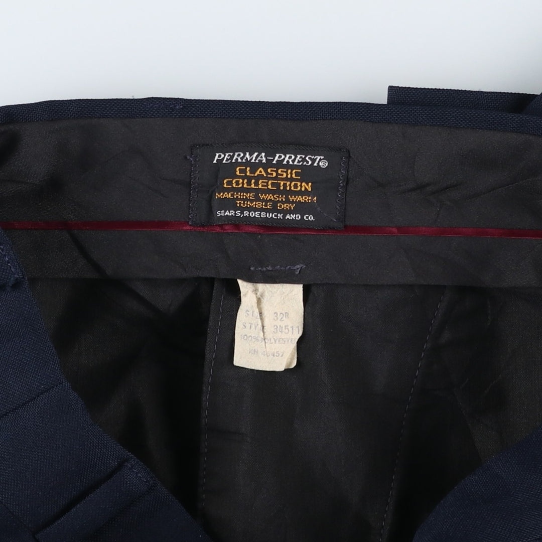 Sears men's slacks, equivalent to size W32, vintage. polyester navy blue type Vintage Second Hand