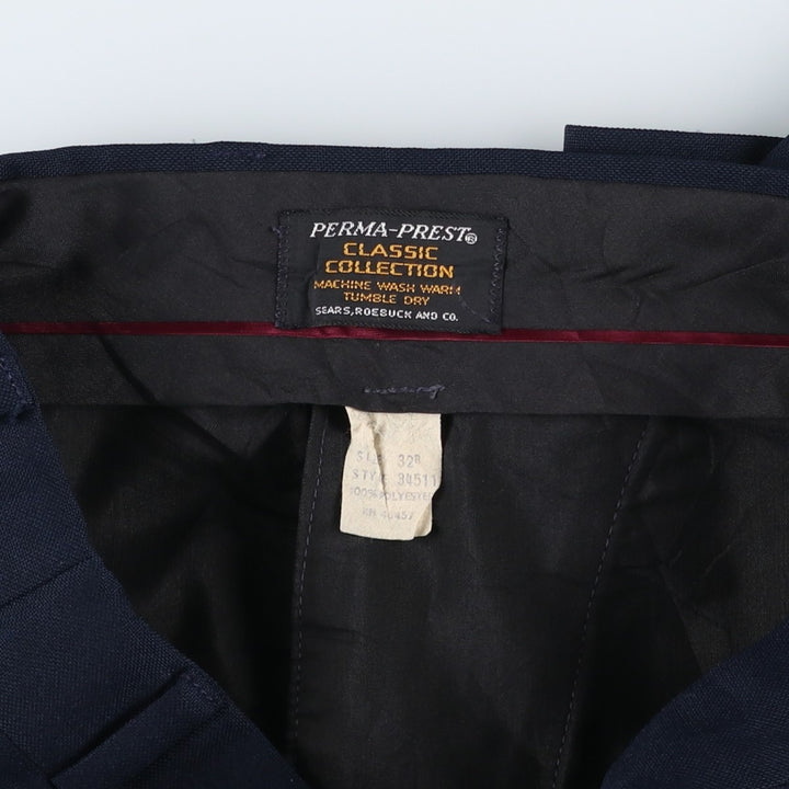 Sears men's slacks, equivalent to size W32, vintage. polyester navy blue type Vintage Second Hand