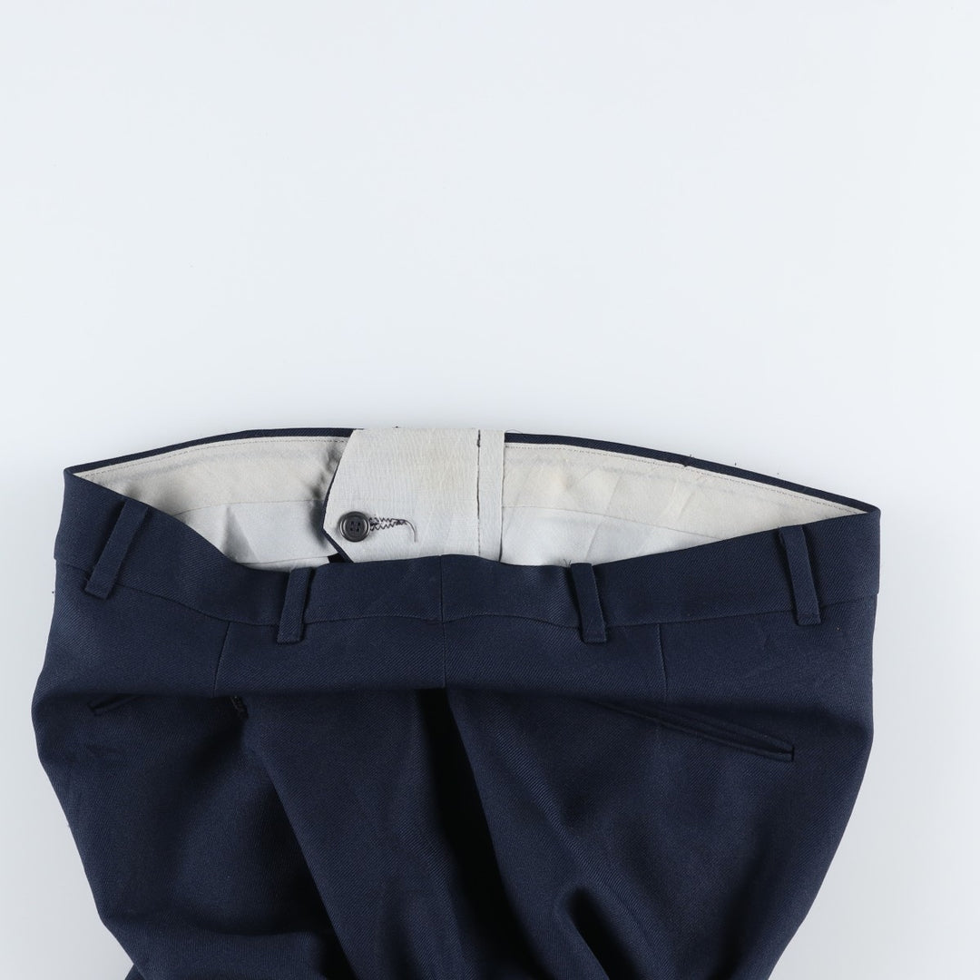 ~90'S Sears slacks pants, men's size W33 (approx.), Rocket Talon zipper, vintage. polyester navy blue type Vintage Second Hand