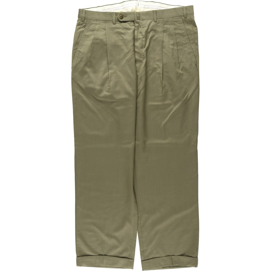 Ermenegildo Zegna two-pleat wool trousers, men's size W36 (approx.), vintage. wool Khaki type Vintage Second Hand