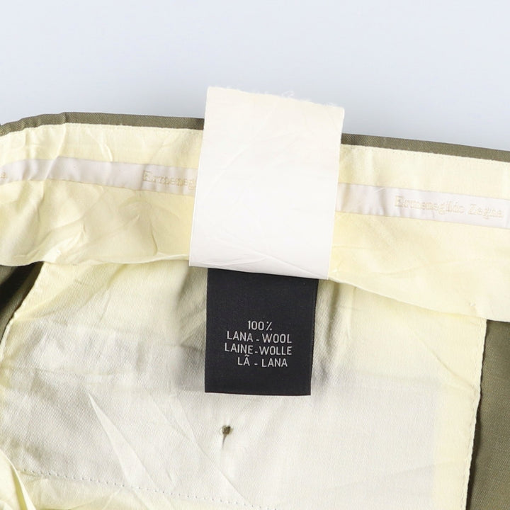Ermenegildo Zegna two-pleat wool trousers, men's size W36 (approx.), vintage. wool Khaki type Vintage Second Hand