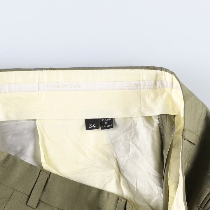 Ermenegildo Zegna two-pleat wool trousers, men's size W36 (approx.), vintage. wool Khaki type Vintage Second Hand
