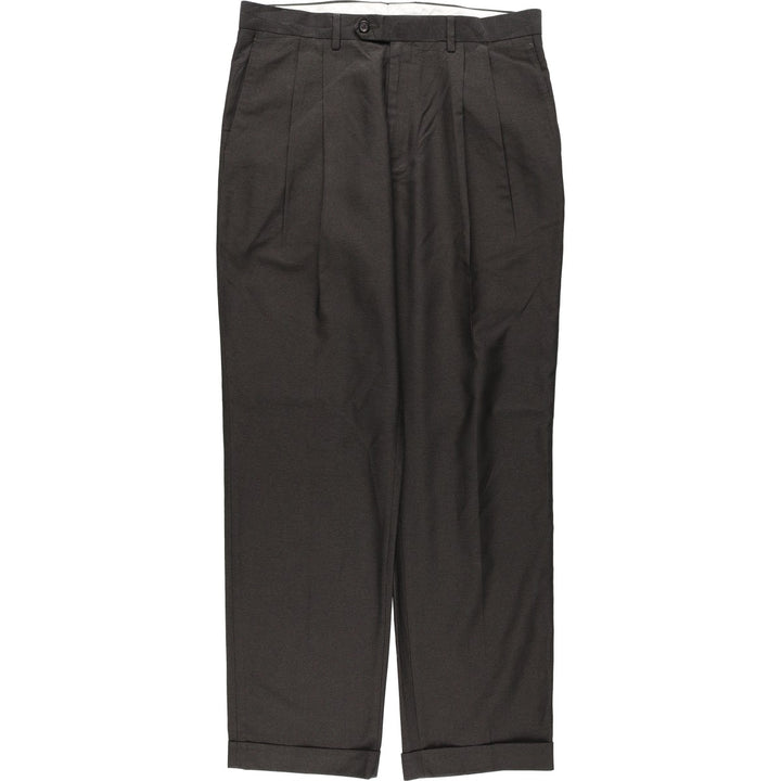 Ralph Lauren LAUREN Check Pattern Two-Pleat Slacks Pants Men's W34 (approx.) polyester brown type Vintage Second Hand