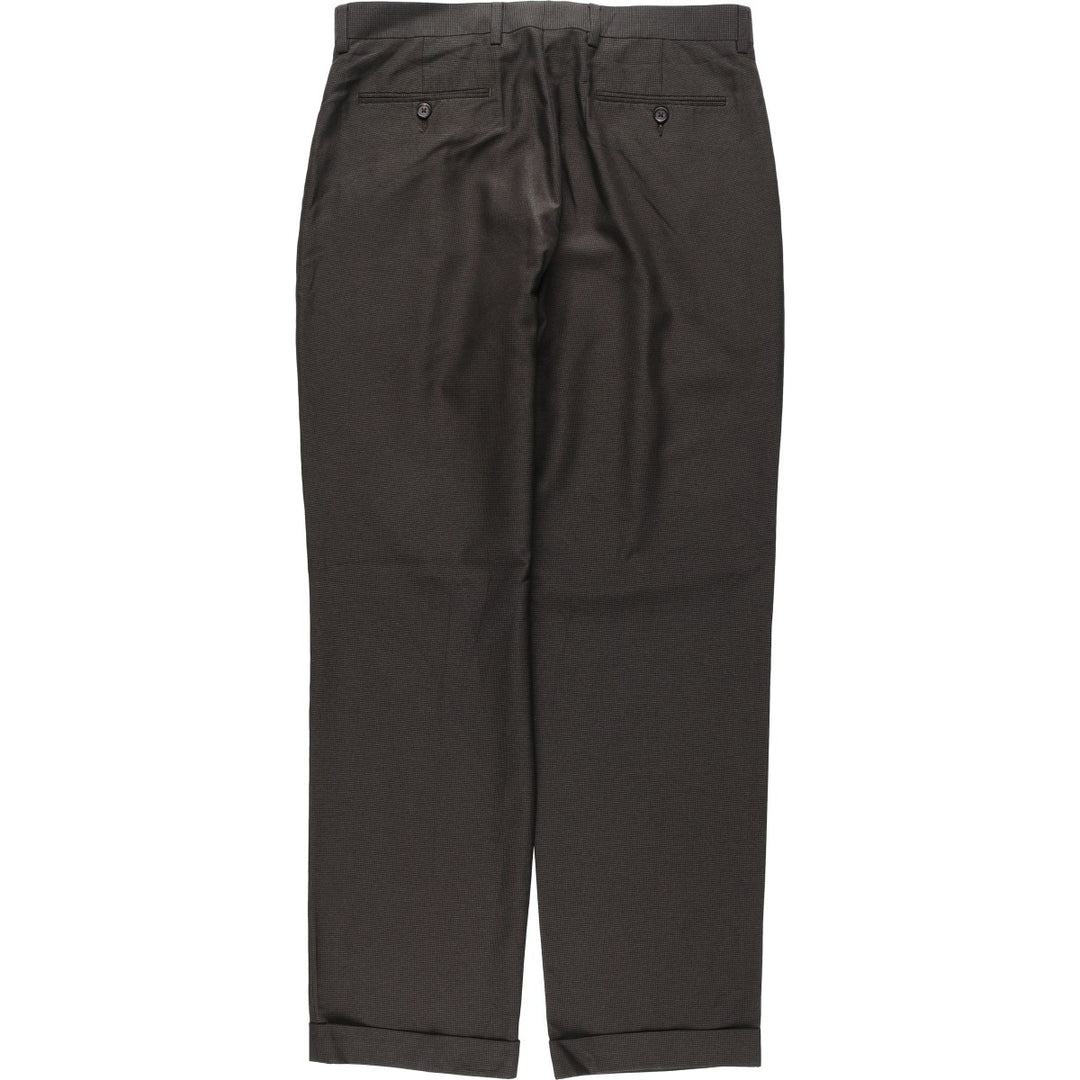 Ralph Lauren LAUREN Check Pattern Two-Pleat Slacks Pants Men's W34 (approx.) polyester brown type Vintage Second Hand