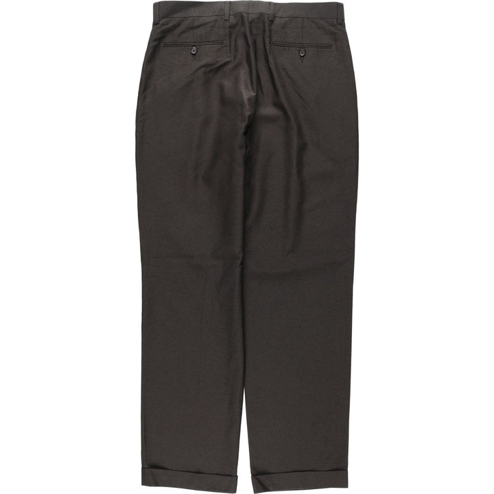 Ralph Lauren LAUREN Check Pattern Two-Pleat Slacks Pants Men's W34 (approx.) polyester brown type Vintage Second Hand