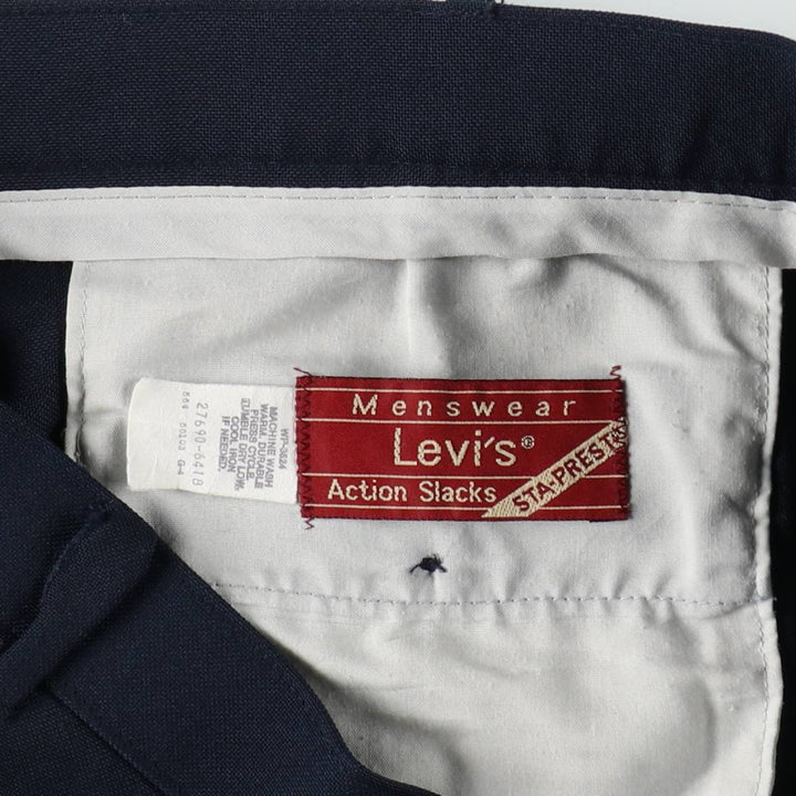 80'S Levi's ACTION SLACKS STA-PREST Sta-Prest slacks pants for men, size w37, vintage unclear navy blue type Vintage Second Hand