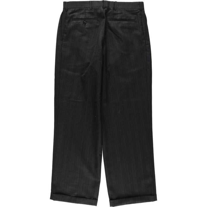 80s-90'S Striped Pattern Two-Pleat Slacks Pants Men's W34 (approx.) Vintage unclear Charcoal Vintage Second Hand