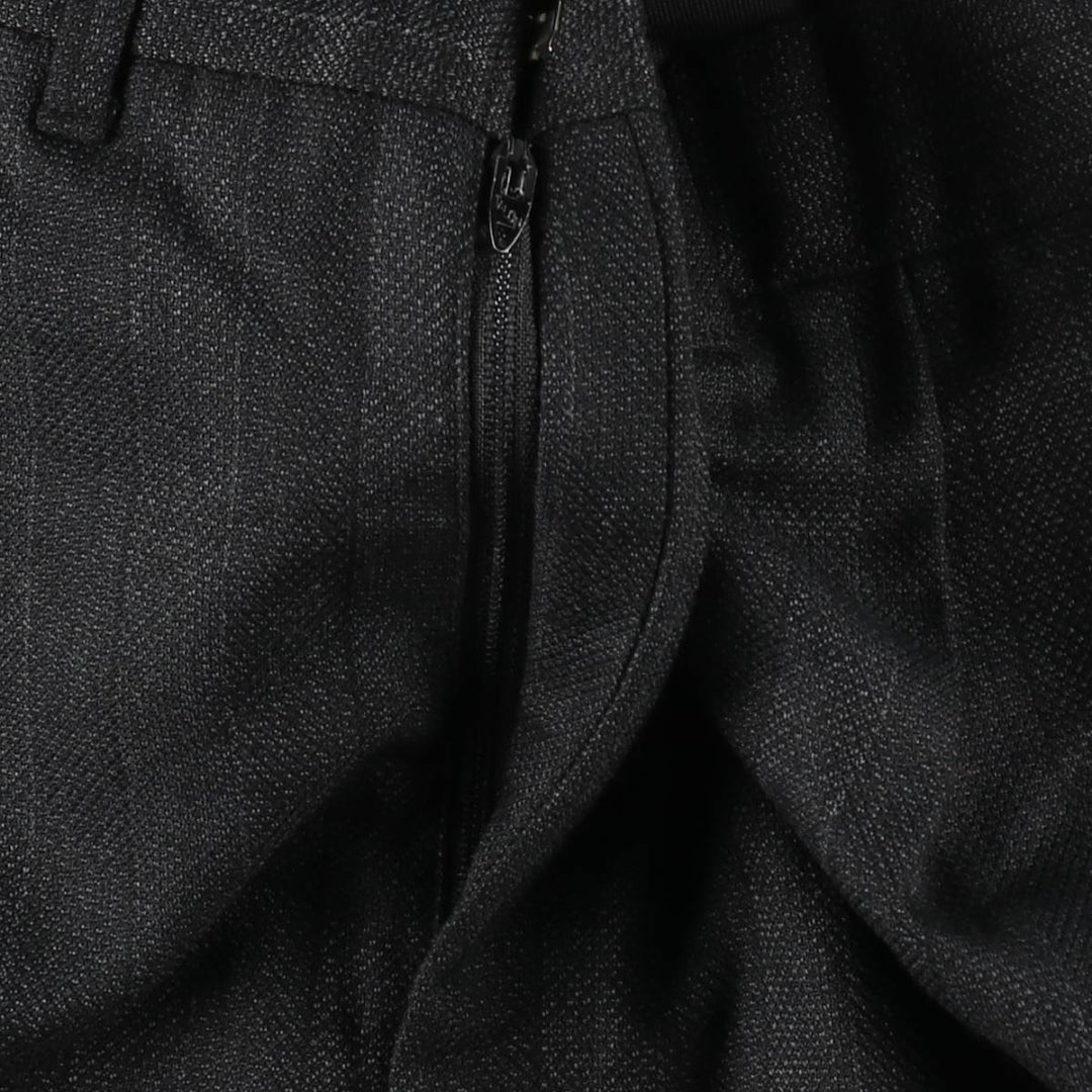 80s-90'S Striped Pattern Two-Pleat Slacks Pants Men's W34 (approx.) Vintage unclear Charcoal Vintage Second Hand