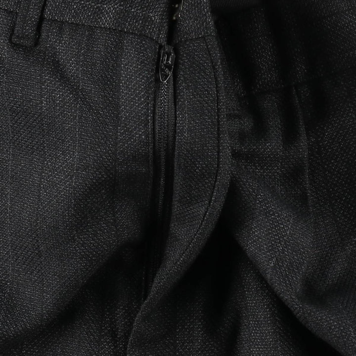 80s-90'S Striped Pattern Two-Pleat Slacks Pants Men's W34 (approx.) Vintage unclear Charcoal Vintage Second Hand