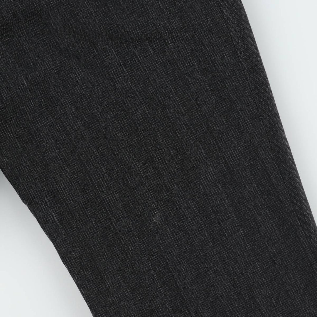 80s-90'S Striped Pattern Two-Pleat Slacks Pants Men's W34 (approx.) Vintage unclear Charcoal Vintage Second Hand