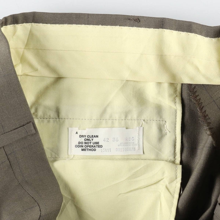 70s-80'S Check Pattern Slacks Pants Men's W33 (approx.) Vintage polyester Khaki type Vintage Second Hand