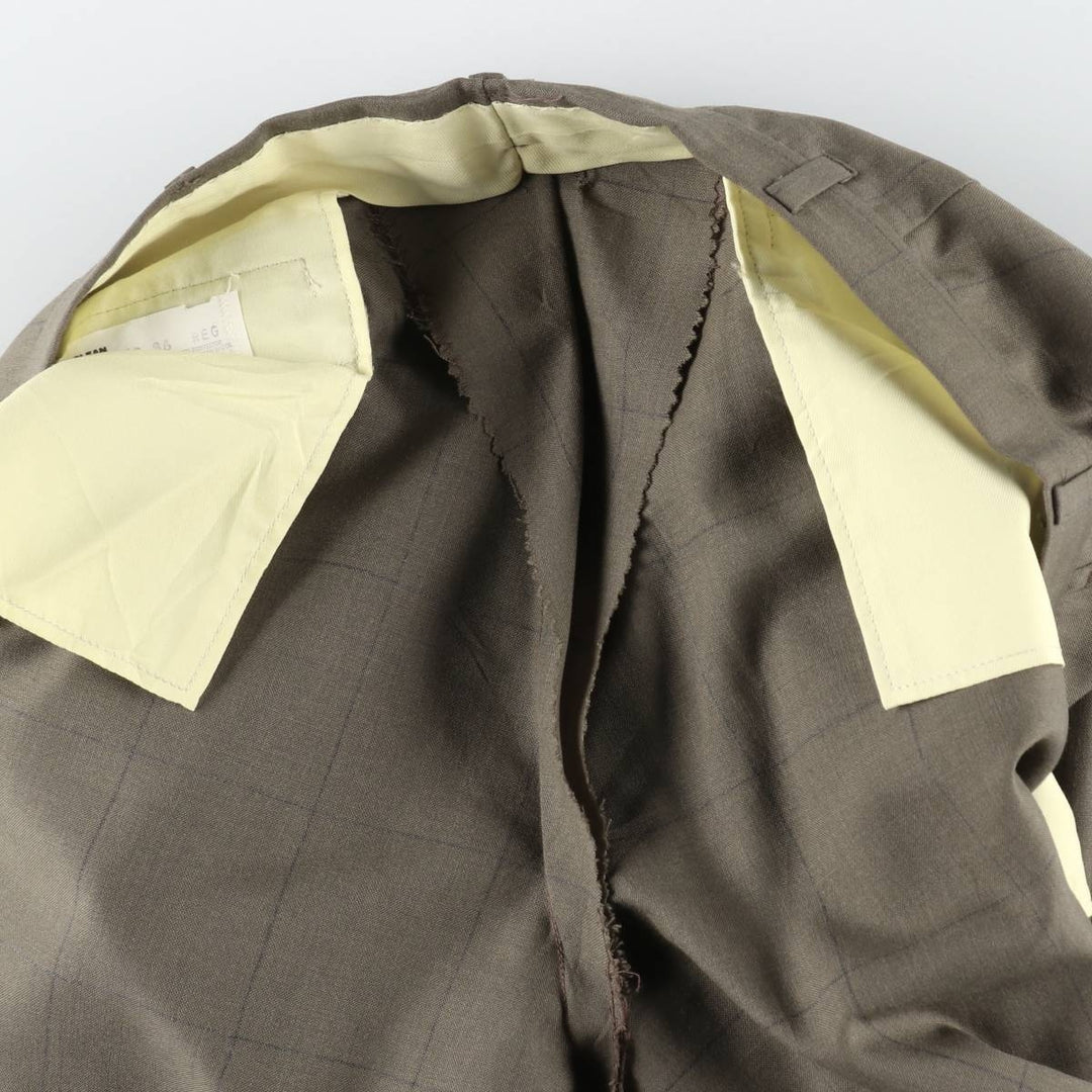70s-80'S Check Pattern Slacks Pants Men's W33 (approx.) Vintage polyester Khaki type Vintage Second Hand