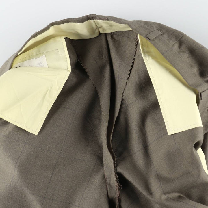 70s-80'S Check Pattern Slacks Pants Men's W33 (approx.) Vintage polyester Khaki type Vintage Second Hand