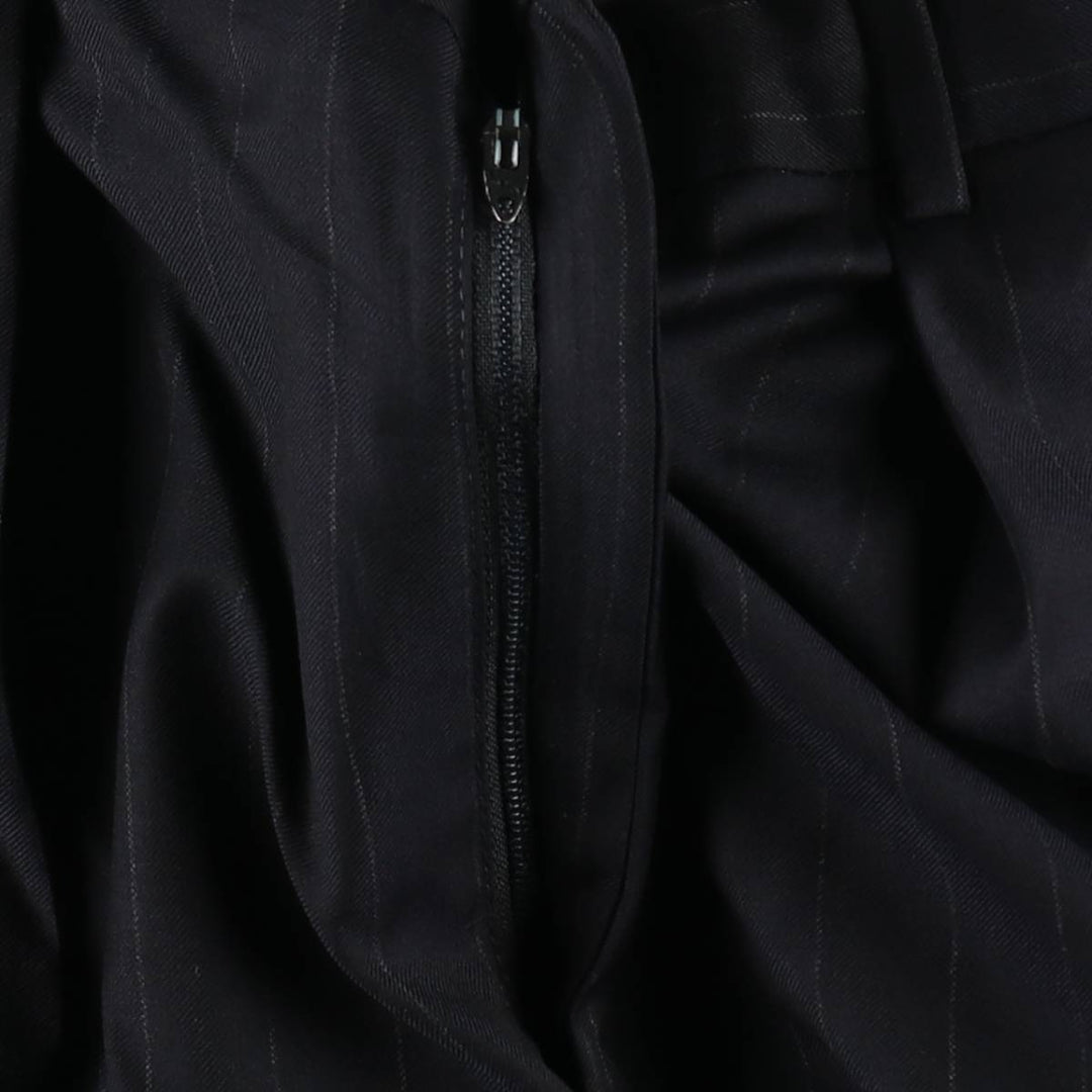 ~90'S Stripe Pattern Two-Pleat Slacks Pants Men's W32 (approx.) Vintage unclear black type Vintage Second Hand