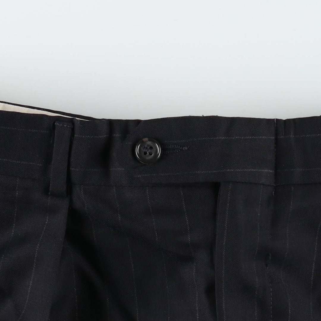 ~90'S Stripe Pattern Two-Pleat Slacks Pants Men's W32 (approx.) Vintage unclear black type Vintage Second Hand