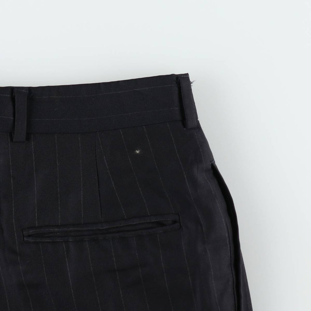 ~90'S Stripe Pattern Two-Pleat Slacks Pants Men's W32 (approx.) Vintage unclear black type Vintage Second Hand