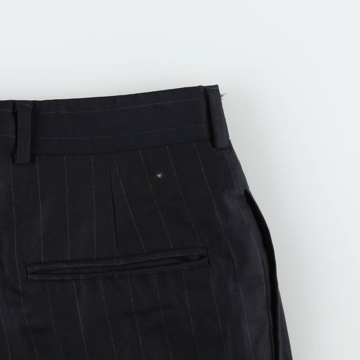 ~90'S Stripe Pattern Two-Pleat Slacks Pants Men's W32 (approx.) Vintage unclear black type Vintage Second Hand