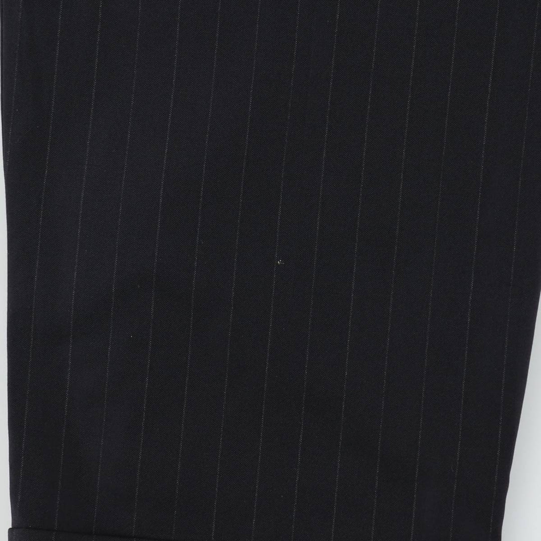~90'S Stripe Pattern Two-Pleat Slacks Pants Men's W32 (approx.) Vintage unclear black type Vintage Second Hand