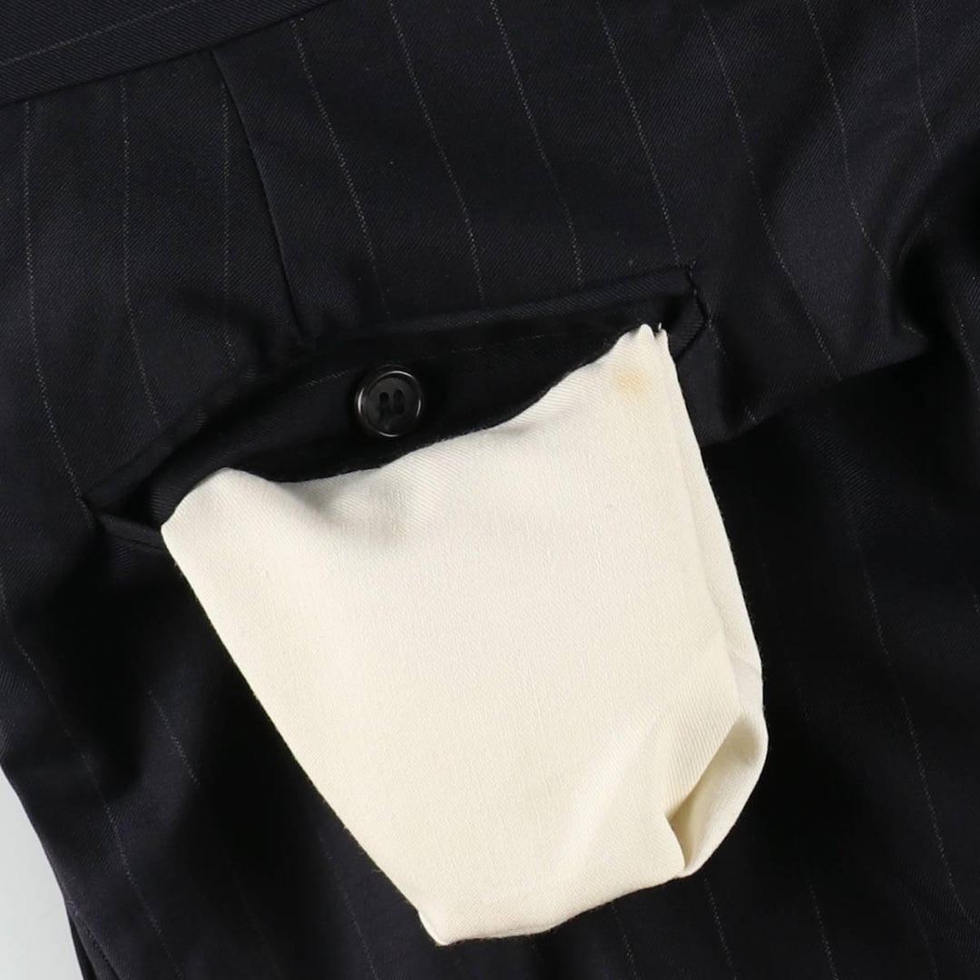 ~90'S Stripe Pattern Two-Pleat Slacks Pants Men's W32 (approx.) Vintage unclear black type Vintage Second Hand