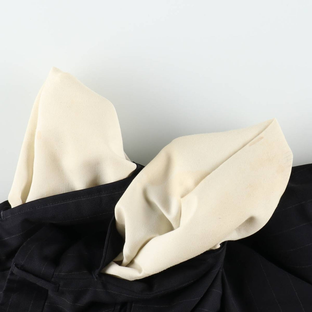 ~90'S Stripe Pattern Two-Pleat Slacks Pants Men's W32 (approx.) Vintage unclear black type Vintage Second Hand