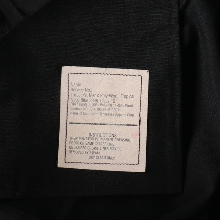 1990'S US Military Issue Poly/Wool Pants, Made in USA, Size 34R (Men's W34 equivalent), Vintage polyester black type Vintage Second Hand