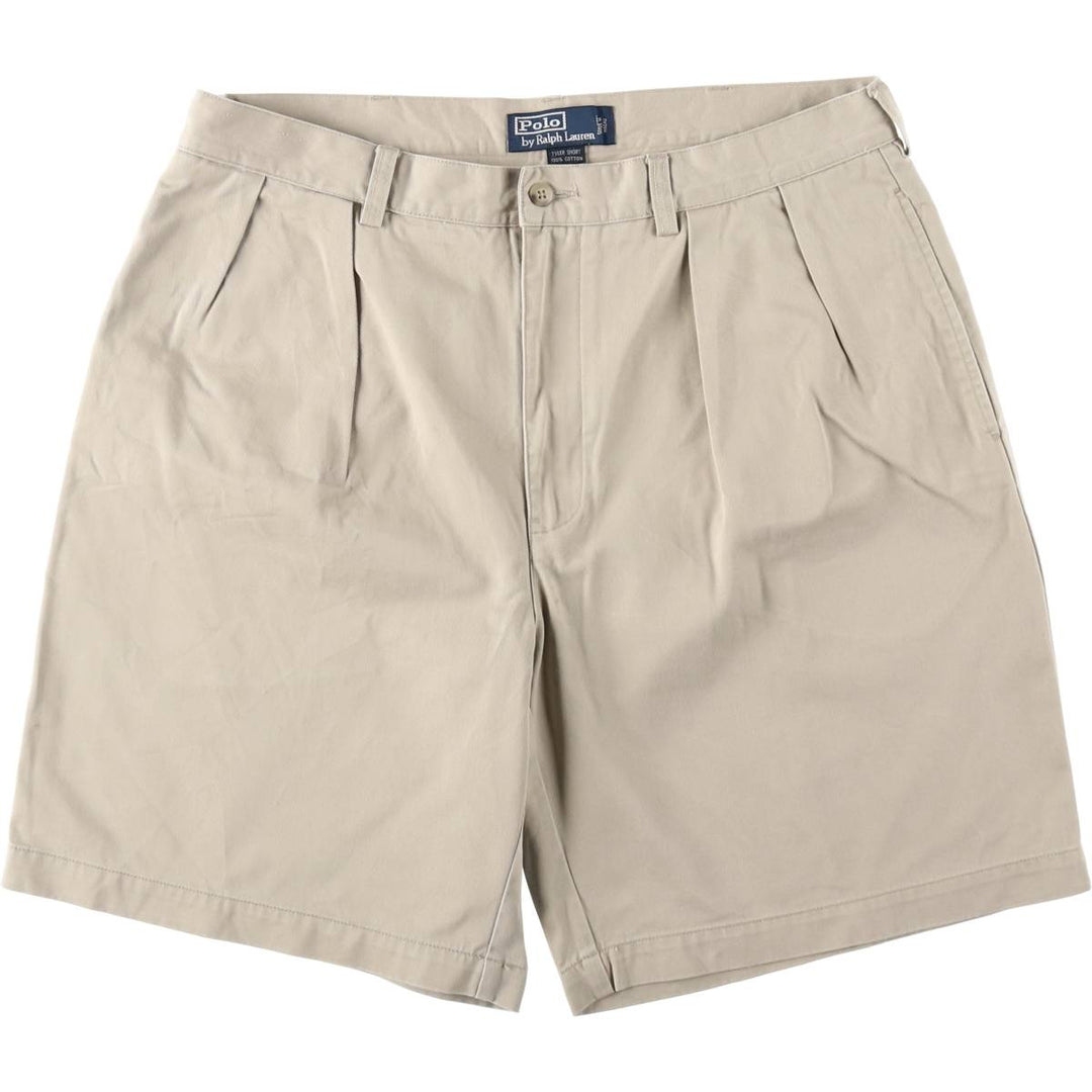 Ralph Lauren POLO by Ralph Lauren TYLER SHORT Two-Pleat Chino Shorts, Men's Size W36 (approx.) cotton Beige type Vintage Second Hand