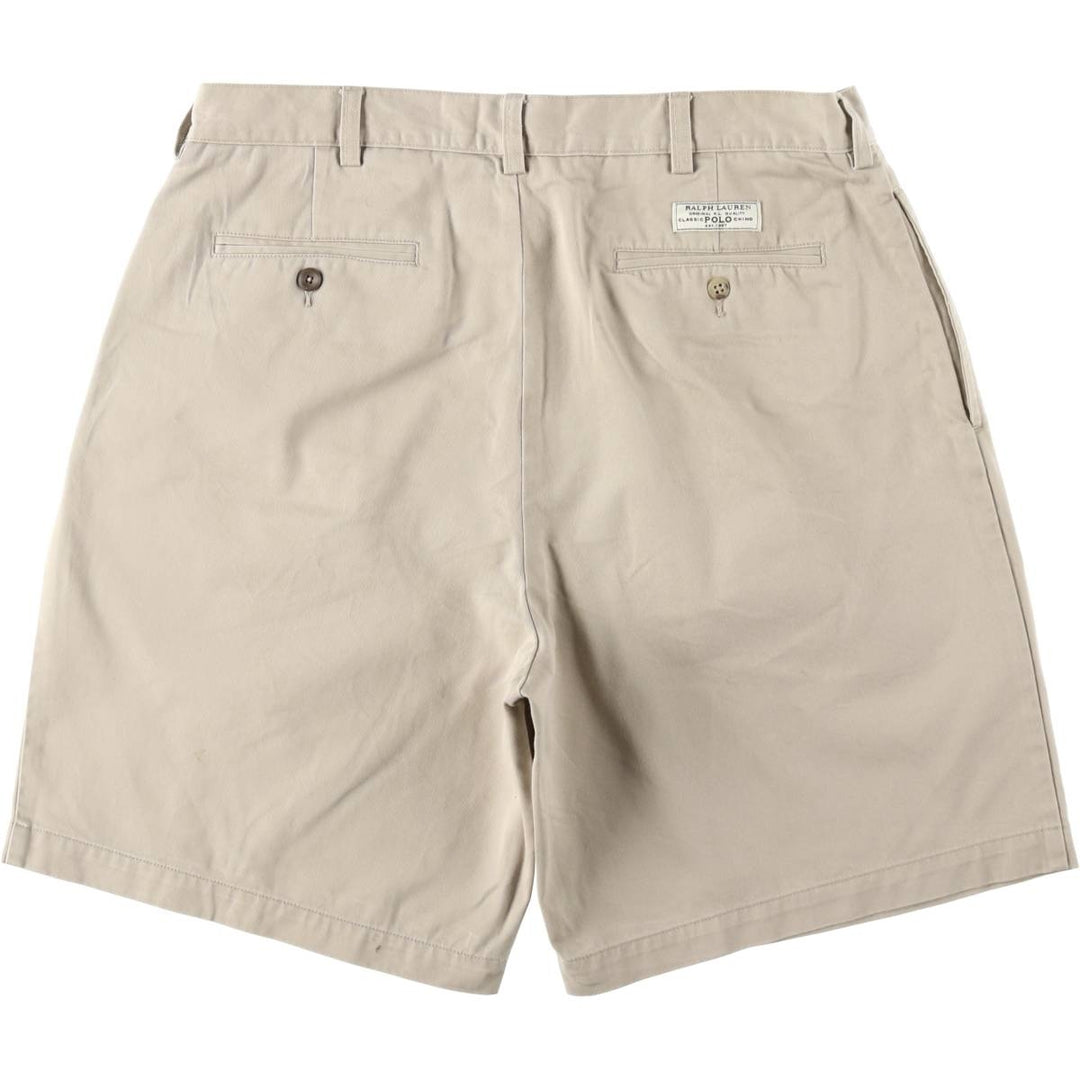 Ralph Lauren POLO by Ralph Lauren TYLER SHORT Two-Pleat Chino Shorts, Men's Size W36 (approx.) cotton Beige type Vintage Second Hand