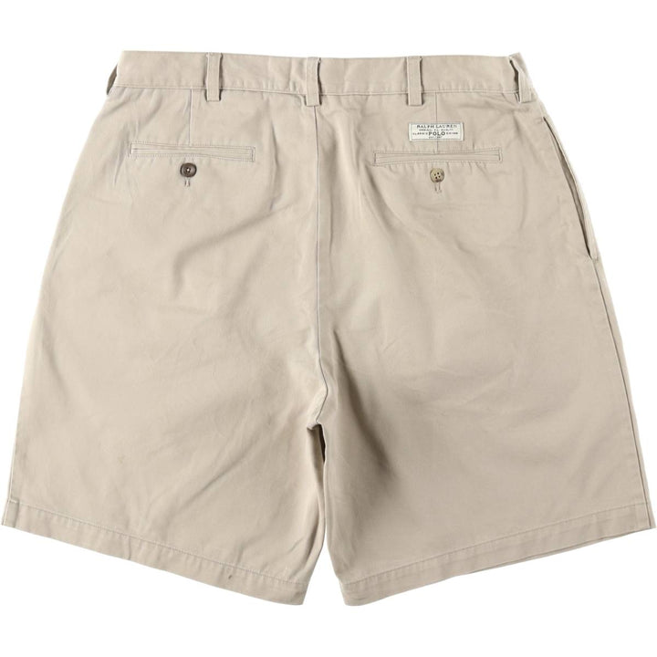Ralph Lauren POLO by Ralph Lauren TYLER SHORT Two-Pleat Chino Shorts, Men's Size W36 (approx.) cotton Beige type Vintage Second Hand