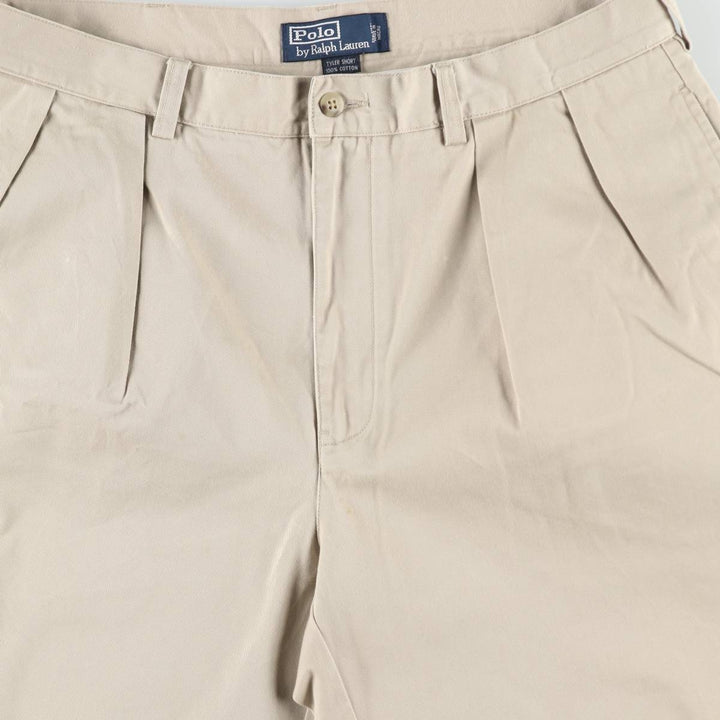Ralph Lauren POLO by Ralph Lauren TYLER SHORT Two-Pleat Chino Shorts, Men's Size W36 (approx.) cotton Beige type Vintage Second Hand