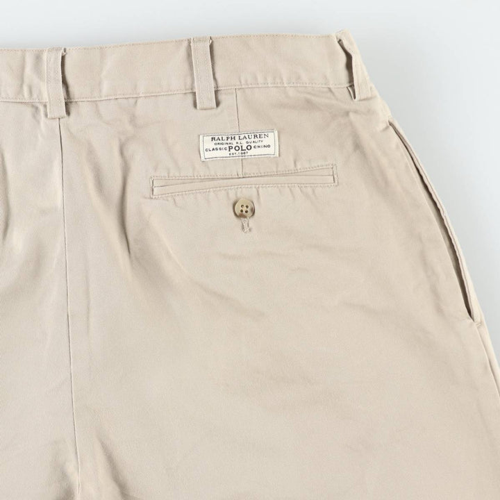 Ralph Lauren POLO by Ralph Lauren TYLER SHORT Two-Pleat Chino Shorts, Men's Size W36 (approx.) cotton Beige type Vintage Second Hand