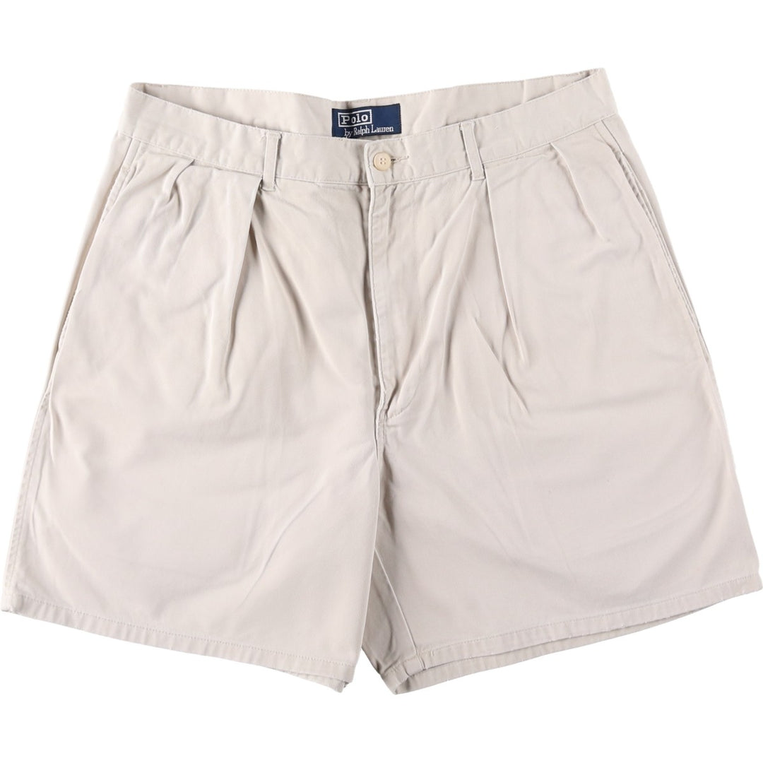 Ralph Lauren POLO by Ralph Lauren Two-pleat Chino Shorts, Men's Size W34 cotton ivory Vintage Second Hand