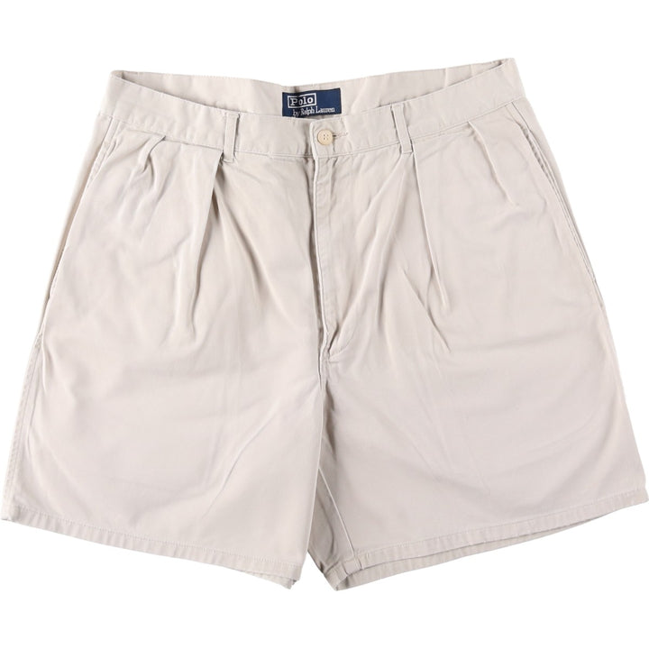 Ralph Lauren POLO by Ralph Lauren Two-pleat Chino Shorts, Men's Size W34 cotton ivory Vintage Second Hand