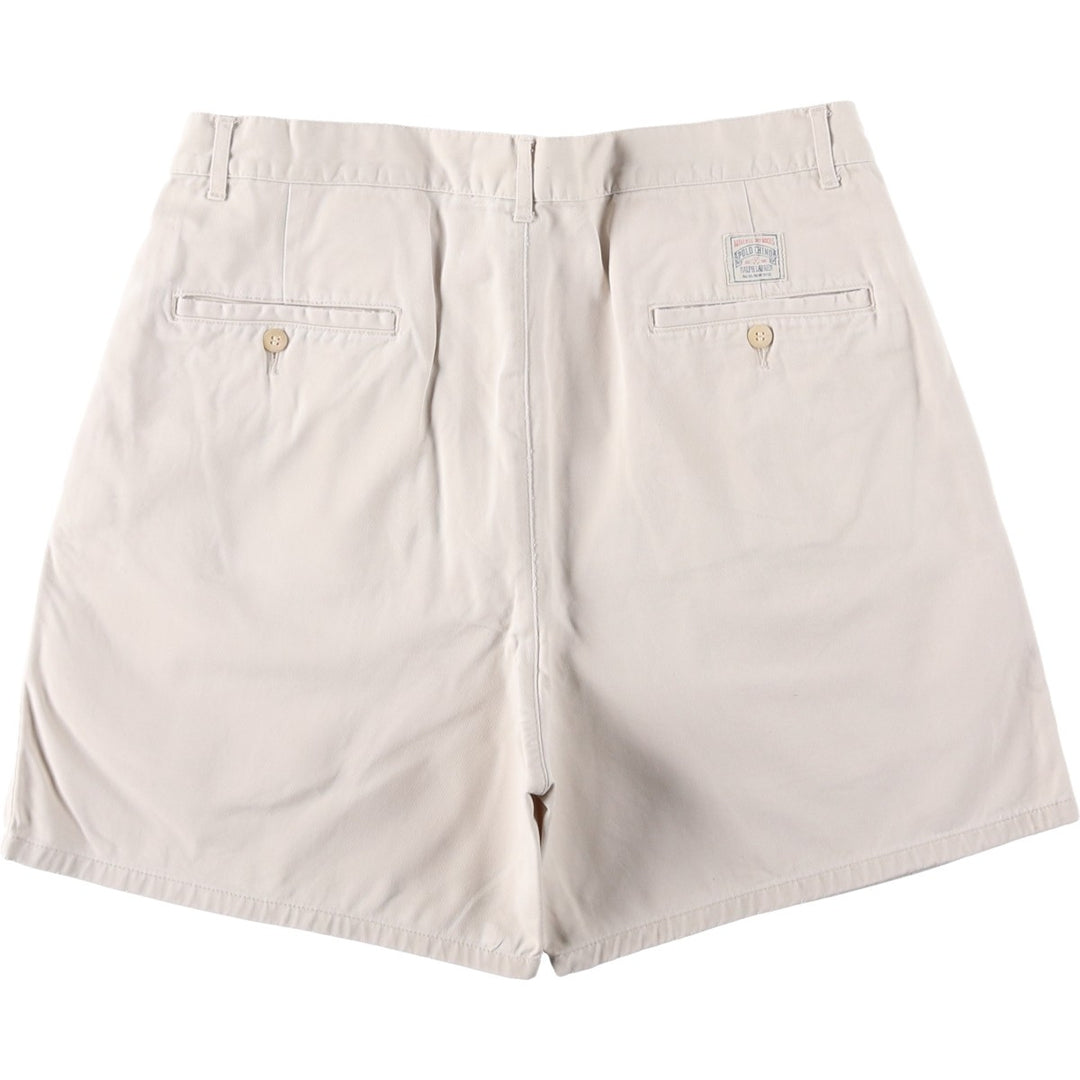 Ralph Lauren POLO by Ralph Lauren Two-pleat Chino Shorts, Men's Size W34 cotton ivory Vintage Second Hand