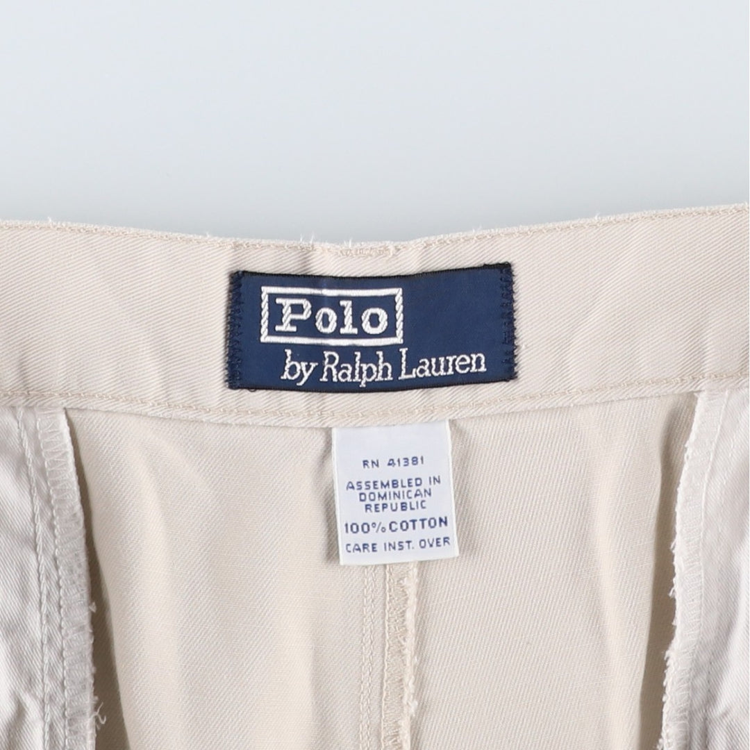 Ralph Lauren POLO by Ralph Lauren Two-pleat Chino Shorts, Men's Size W34 cotton ivory Vintage Second Hand
