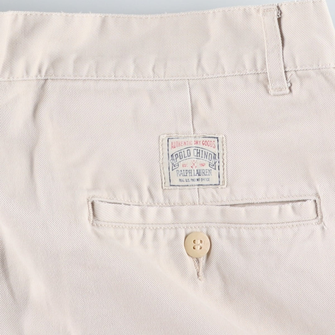 Ralph Lauren POLO by Ralph Lauren Two-pleat Chino Shorts, Men's Size W34 cotton ivory Vintage Second Hand