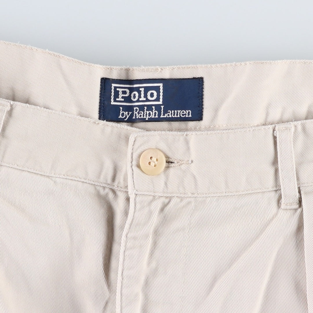 Ralph Lauren POLO by Ralph Lauren Two-pleat Chino Shorts, Men's Size W34 cotton ivory Vintage Second Hand