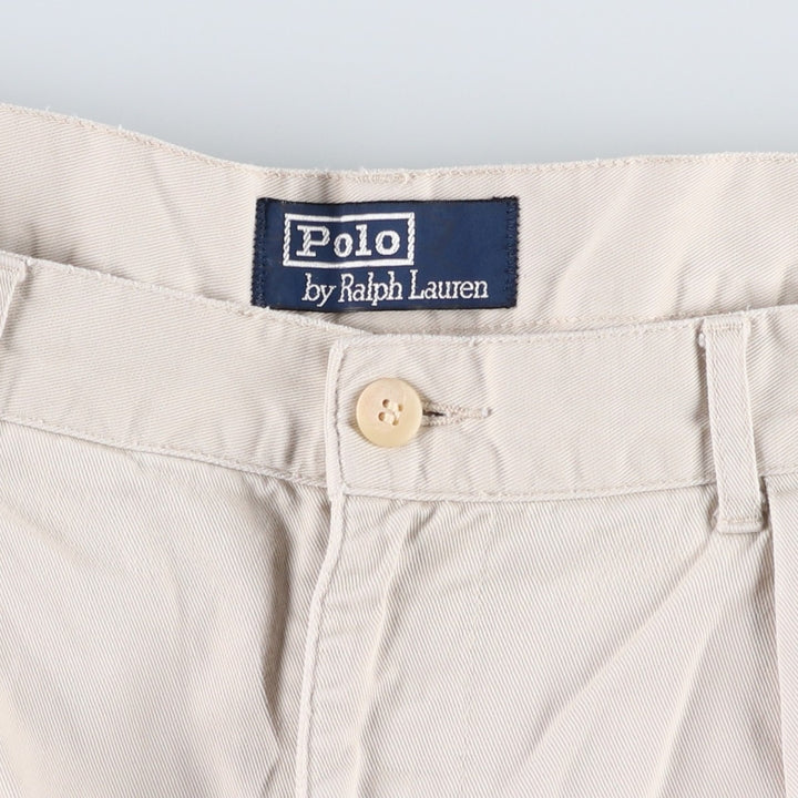 Ralph Lauren POLO by Ralph Lauren Two-pleat Chino Shorts, Men's Size W34 cotton ivory Vintage Second Hand
