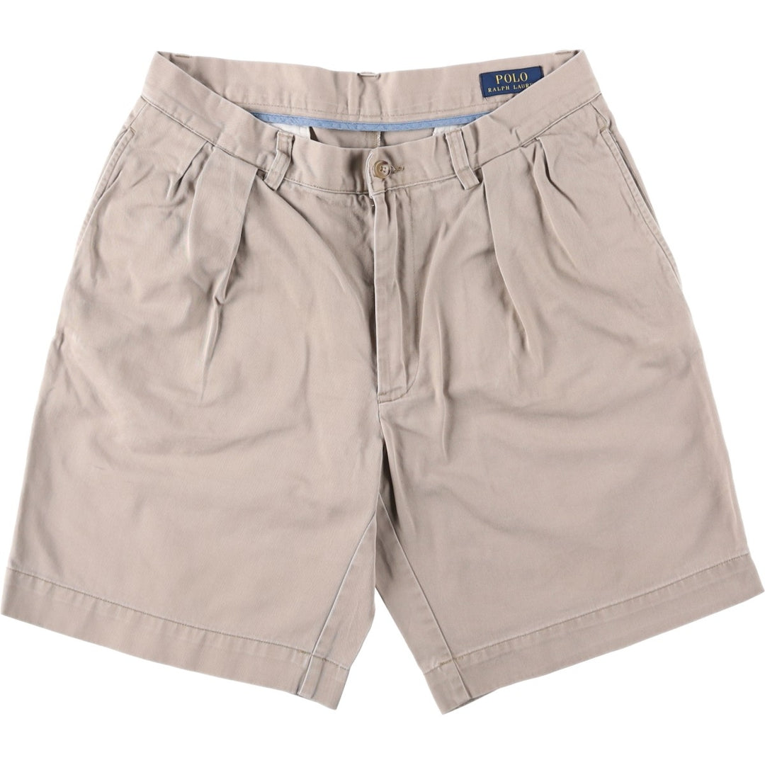 Ralph Lauren POLO RALPH LAUREN CUSTOM FIT Two-Pleat Chino Shorts, Men's Size W33 (approx.) cotton Beige type Vintage Second Hand