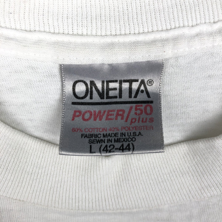 90'S ONEITA ONE PLANET ONE PEOPLE Art T-shirt, Men's Size L (approx.), Vintage cotton white type Vintage Second Hand
