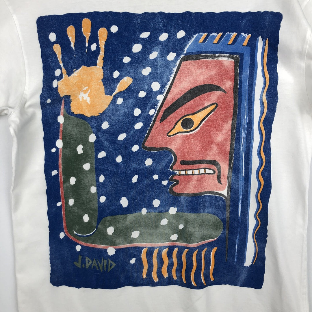 90'S J.DAVID Art T-shirt, Made in Canada, Men's Size L (approx.), Vintage cotton white type Vintage Second Hand