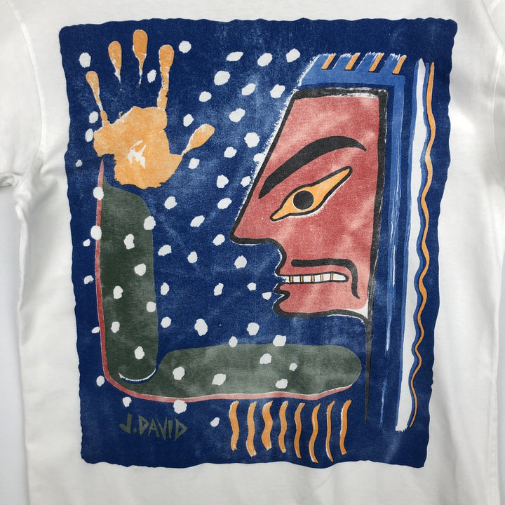 90'S J.DAVID Art T-shirt, Made in Canada, Men's Size L (approx.), Vintage cotton white type Vintage Second Hand