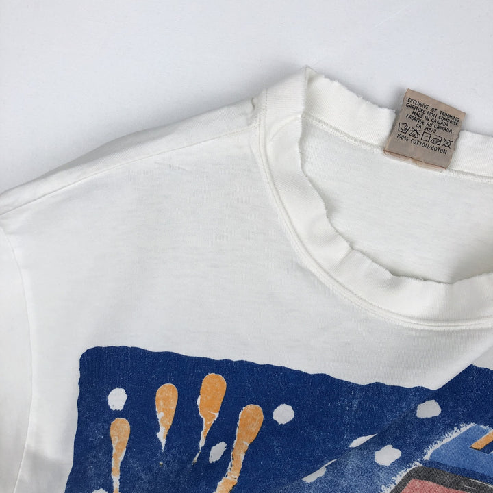 90'S J.DAVID Art T-shirt, Made in Canada, Men's Size L (approx.), Vintage cotton white type Vintage Second Hand